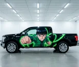 Custom anime pickup truck wrap designed and installed in Maryland