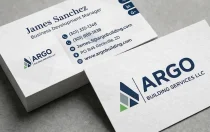 Professional business card design for Argo Building Services in Maryland