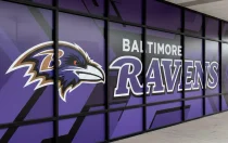 Baltimore Ravens commercial wall wrap installation in Maryland