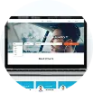 Monitor mostrando un sitio web moderno con branding corporativo.