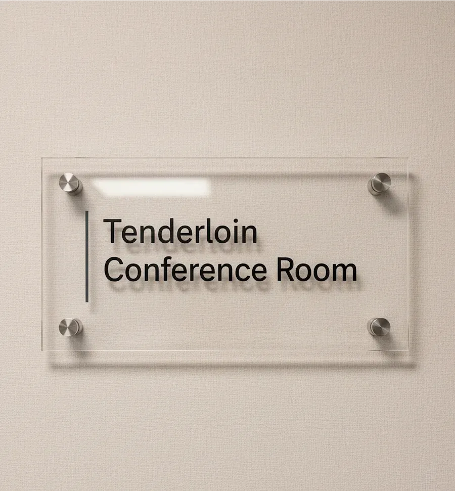 Custom interior conference room sign installed in Maryland