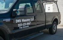 Commercial work truck lettering for DMV Masonry LLC in Maryland