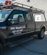 Commercial work truck lettering for DMV Masonry LLC in Maryland
