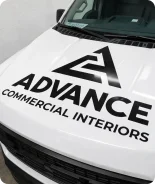 Vinyl hood graphic for Advance Commercial Interiors in Gaithersburg, MD