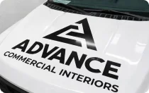Vinyl hood graphic for Advance Commercial Interiors in Gaithersburg, MD