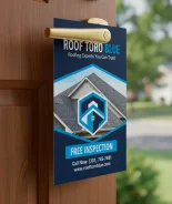 Roofing company door hanger design for Roof Toro Blue in Maryland