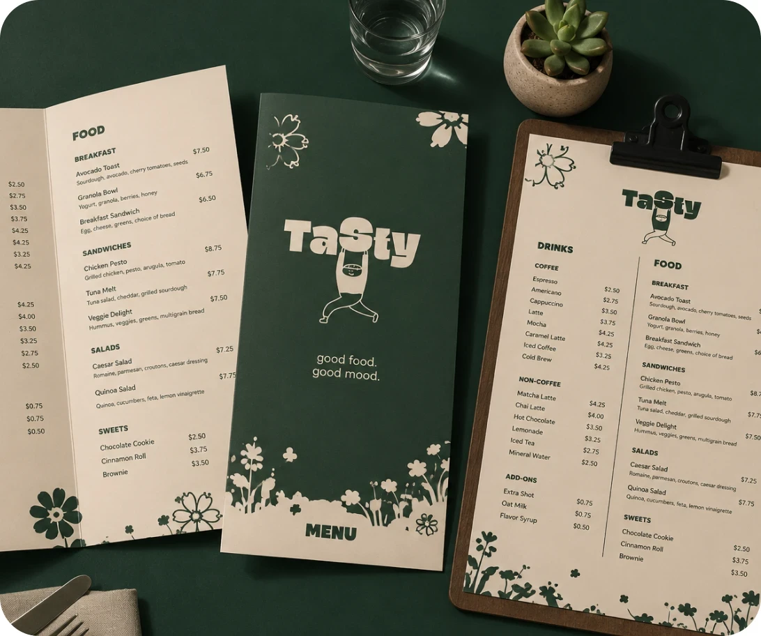 Restaurant menu design and printing in Montgomery County, MD