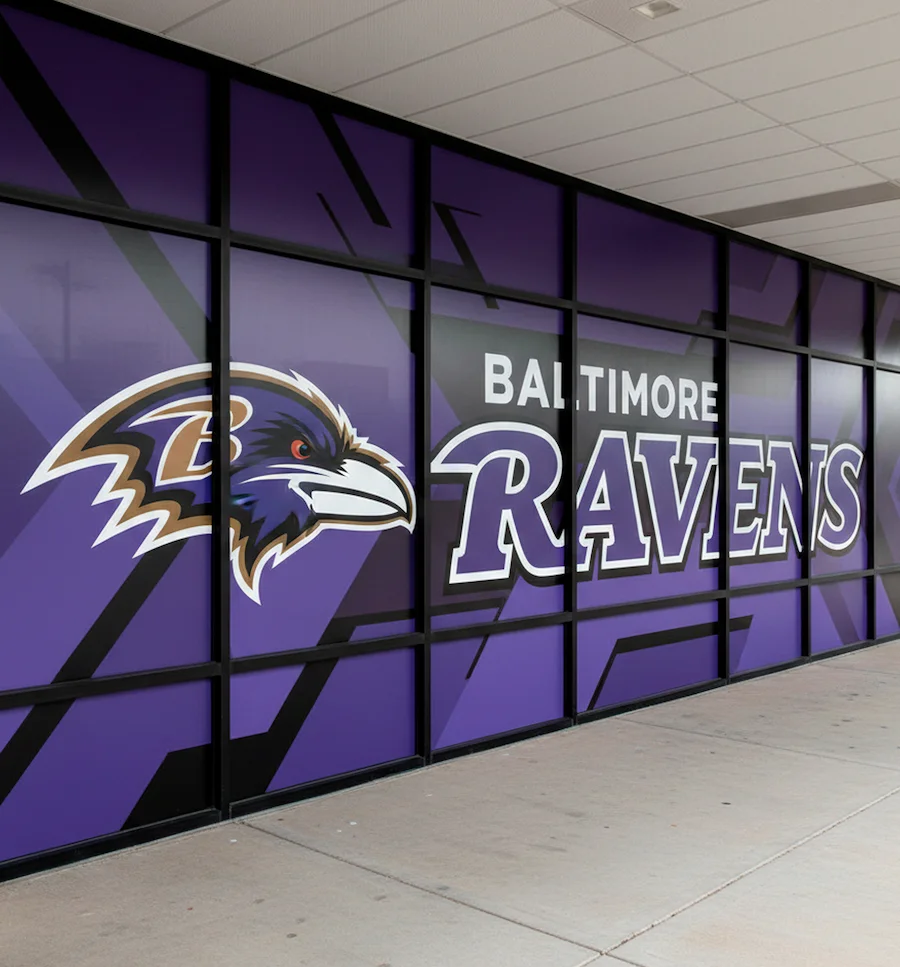 Baltimore Ravens commercial wall wrap installation in Maryland