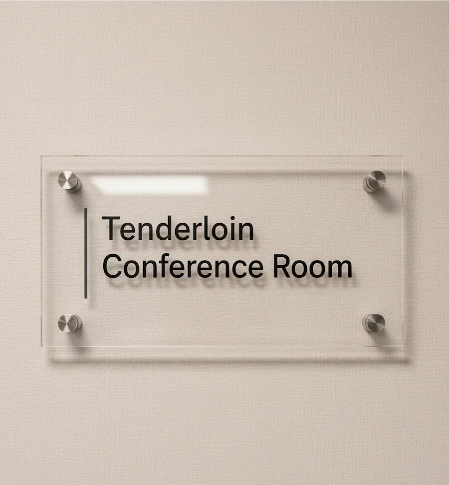 Custom interior conference room sign installed in Maryland